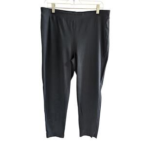 Eileen Fisher Sz Large Slim Ankle Leggings Pants Navy Blue Elastic Waist Pull On